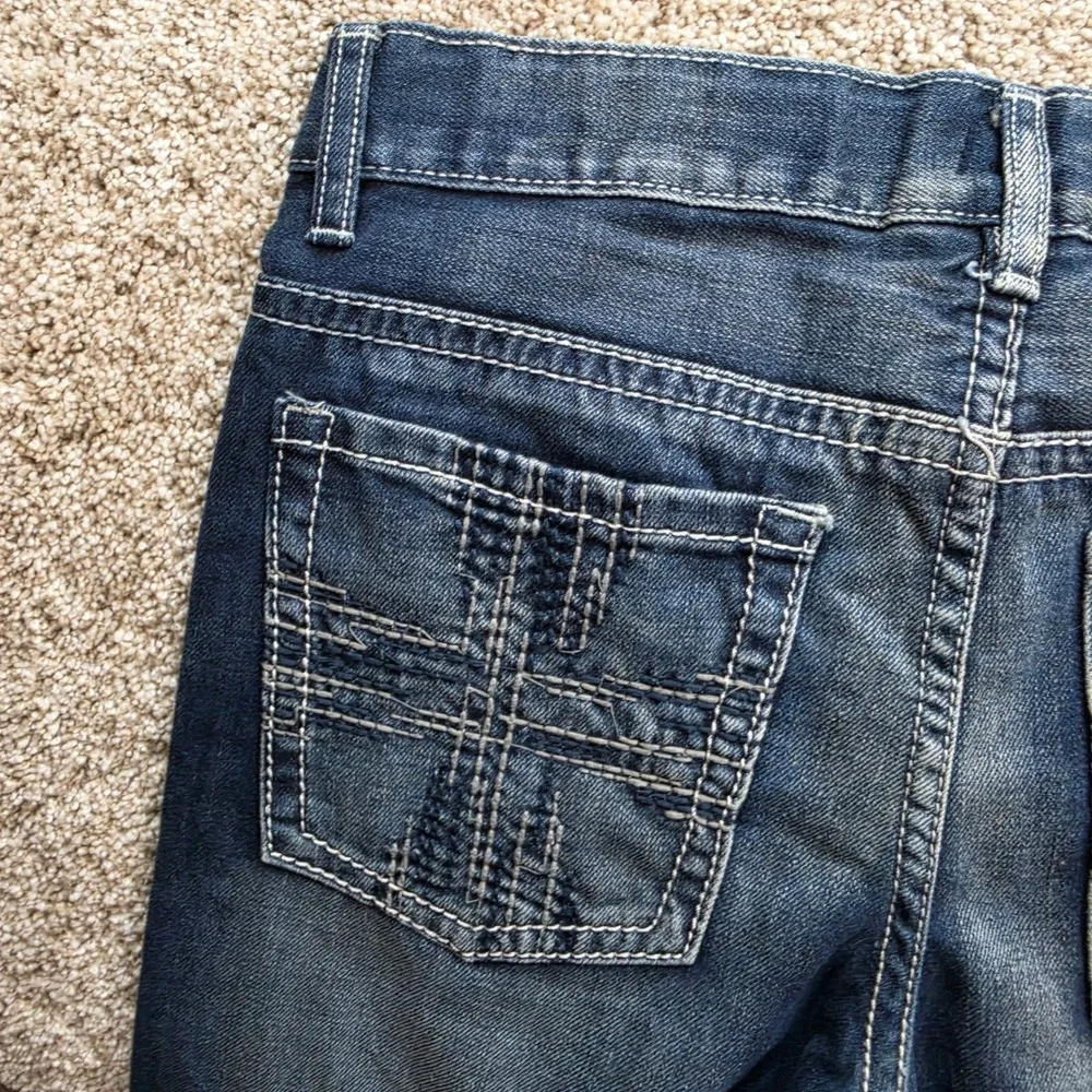 Helix Slim Boot Jeans Boys 16 Blue Dark Wash Contrast Stitch Denim Casual Kids